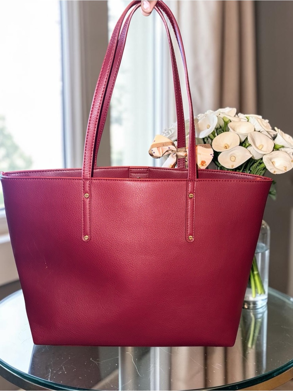 INC International Concepts Zoiey Tote Bag in Berry Red NWT with flaw - Picture 2 of 13